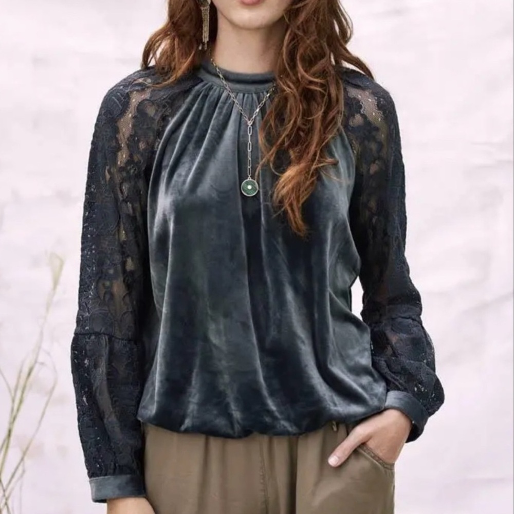 Good Hart Velvet Lace Blouse
